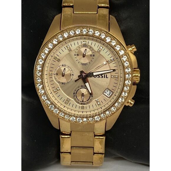 Fossil ES3352 Women Gold Stainless Steel Analog Dial Quartz Genuine Watch HK1101 - Picture 2 of 12